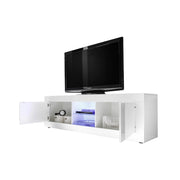 Massaia, Mobile Porta tv un Ripiano, 180x43x56h cm Bianco Lucido