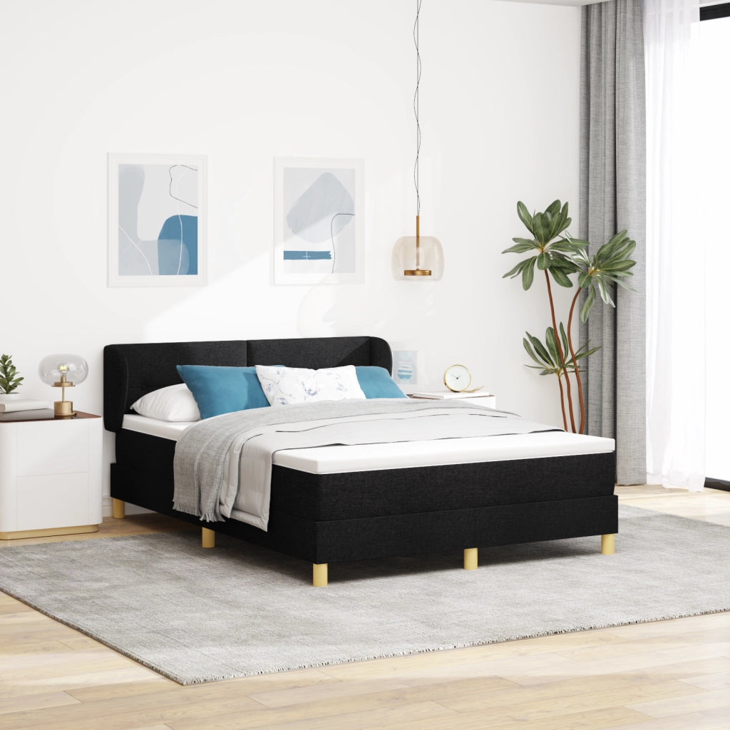 Letto Contenitore  con materasso, Nero, 140x200 cm, Tessuto