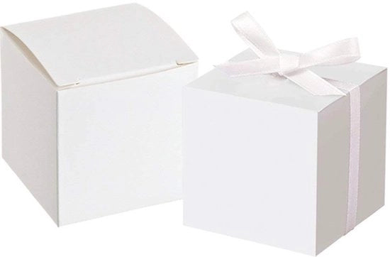 Scatole di regalo con strisce - Dozzine bianche - Cartone - 5 x 5 x 5 cm - 50 pezzi - Ideali per matrimoni/feste - Scatole di regalo