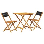 Set da Bistrot 3pz | Set Salotto da Giardino Nero in Polipropilene e Legno Massello
