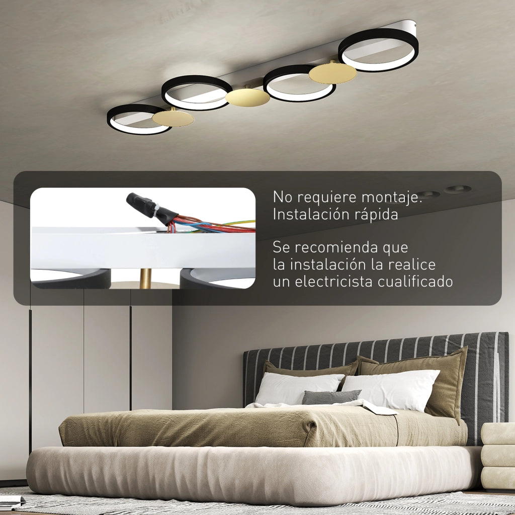 Lampada a Soffitto Regolabile 4 Fari Telecomando ¨C zephmum ¨C Nero e Dorato