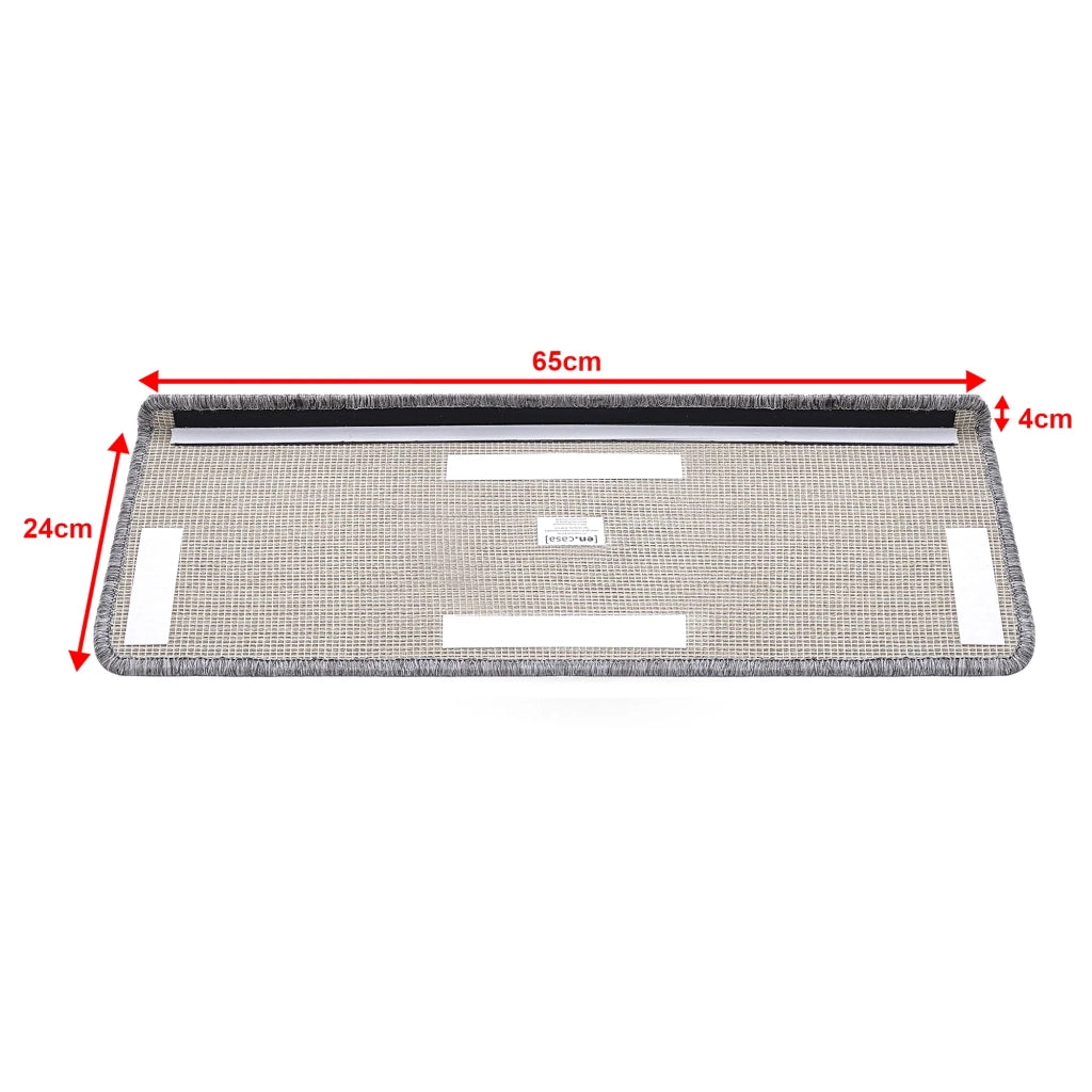 Set di 15 gradini rettangolari antiscivolo 65 x 24 cm con bordo grigio chiaro 03_0007608