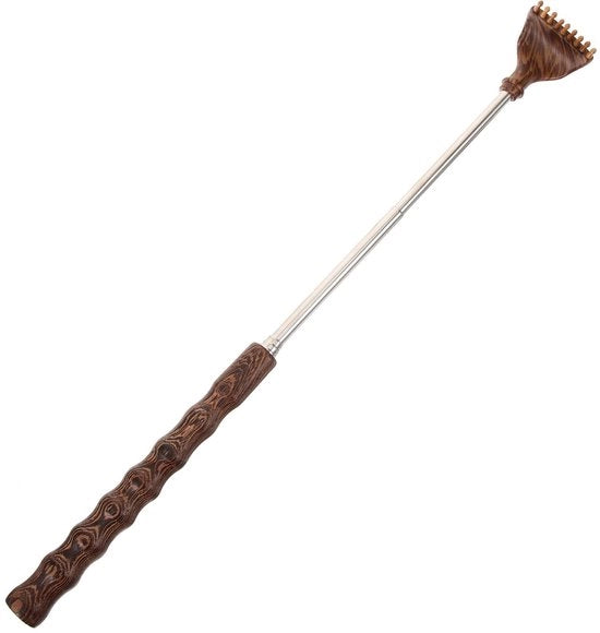 Strumento per la cura della pelle - Manicure portatile per prurito - Disegno telescopico - Apparecchio per massaggi manuali - Ideale per anziani - Combinazione di legno e metallo