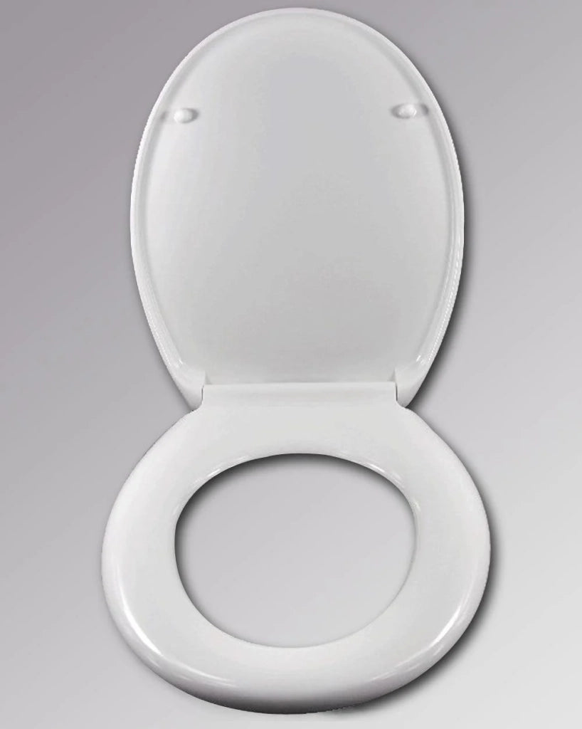 Sedile WC in plastica bianca con abbassamento automatico e meccanismo di sgancio rapido 19_0000677