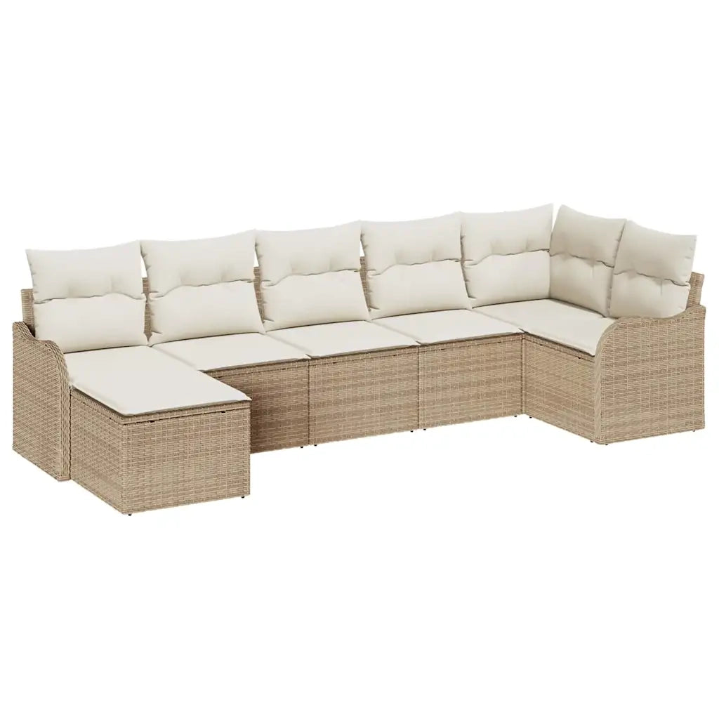 Set Divano da Giardino 7 pcs Beige e bianco Poly Rattan 3354460
