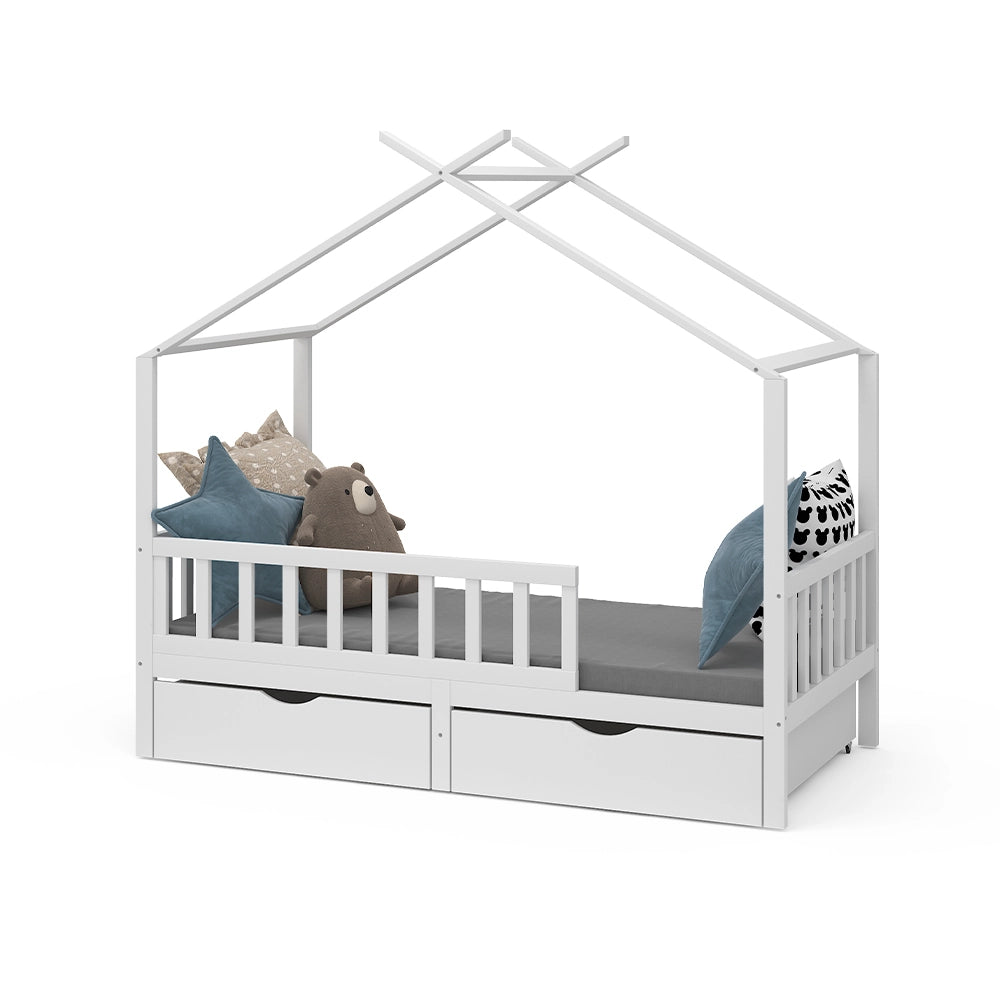 Vitalispa Letto montessori bambini Bianco 80x160 cm con 2 cassetti