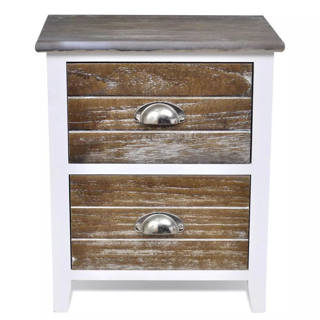 Comodino comodino cassettiera mobili per camera da letto 2 pezzi con 2 cassetti marrone e bianco 1402152