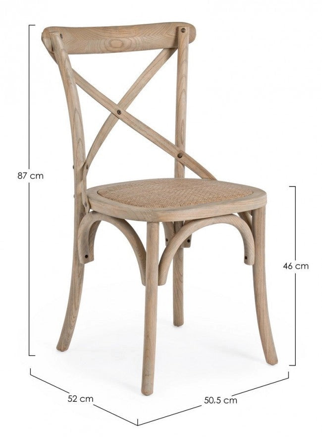Sedia Cross Grigio Naturale in Legno