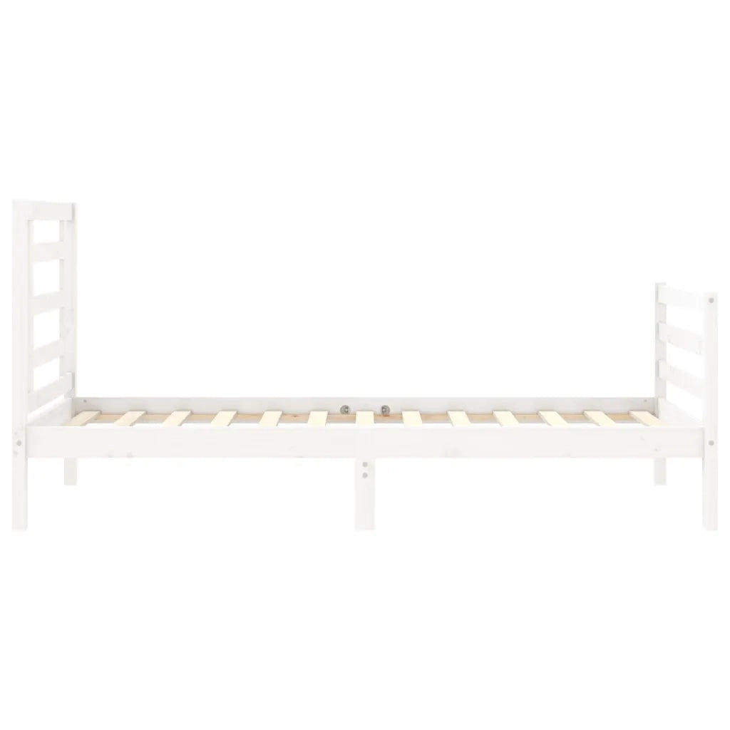 Giroletto con Testiera-Struttura Letto con testiera Bianco 90x200 cm in Legno Massello 646707
