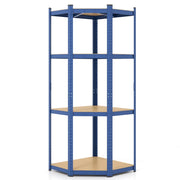Scaffale ad angolo a 4 ripiani con portata di 720kg-Scaffalatura regolabile per l'archiviazione in garage Blu