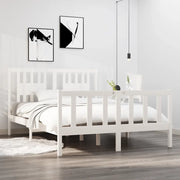 Giroletto-Struttura Letto Bianco in Legno Massello 140x190 cm 701934