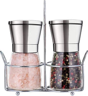 Set di macinazione pepe e sale con regolazione della finitura e base in metallo per pepe, sale, peperoncino e altri aromi