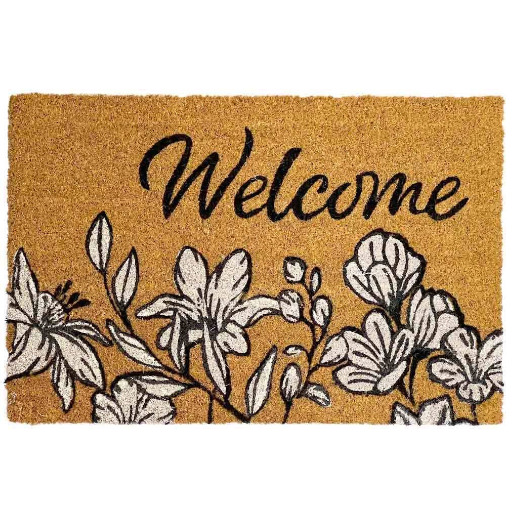 Zerbino classico rettangolare in cocco fiori cm 40 x cm 60