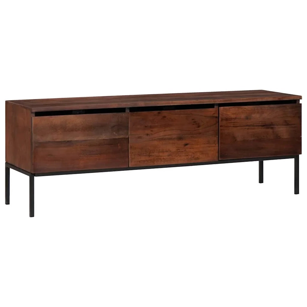 Mobile TV basso moderno con spazio per dispositivi e libri 110 x 30 x 36 cm legno di acacia color miele 02_0058061