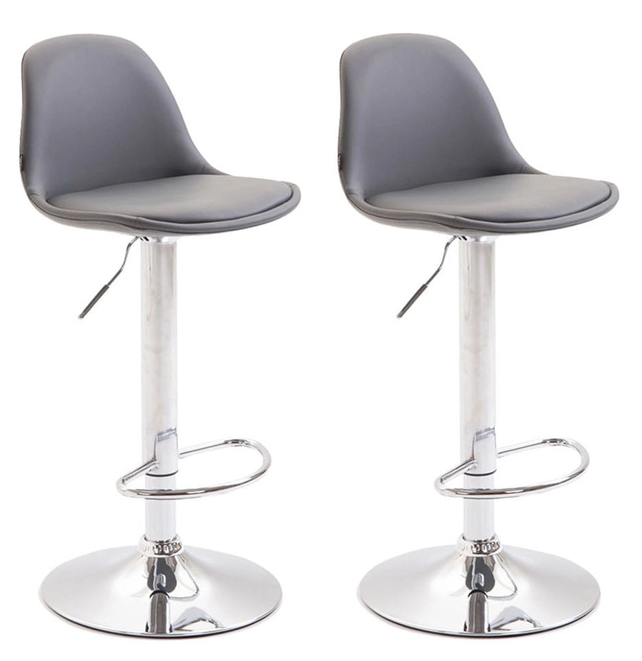 Set 2 Sgabelli Kiel in similpelle grigio,cromo