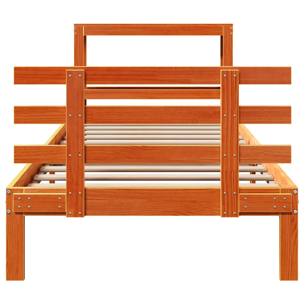 Giroletto con Testiera Marrone Cera 75x190 cm Massello Pino 3306122