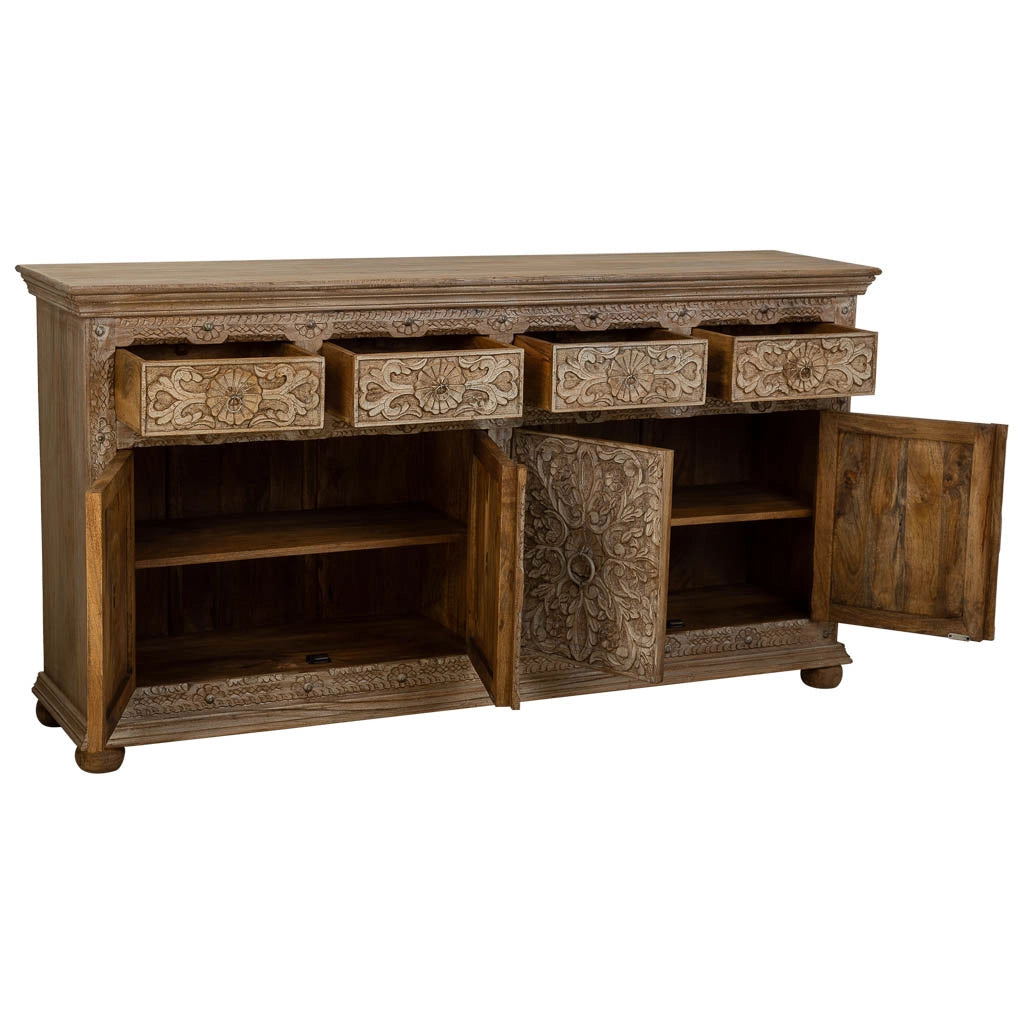 Credenza in legno artigianale marrone 180x45x96