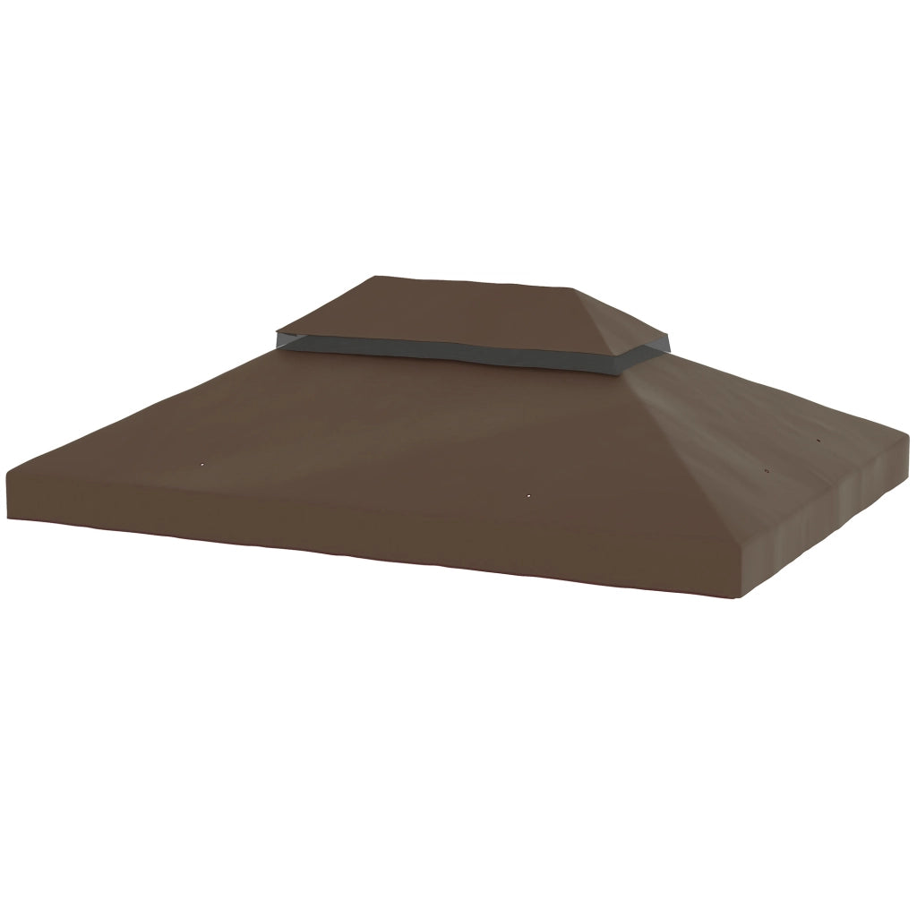 Copertura per Gazebo da Giardino 3x4 m a 2 Livelli in Tessuto Oxford 600D con Fori di Drenaggio, Caff¨¨
