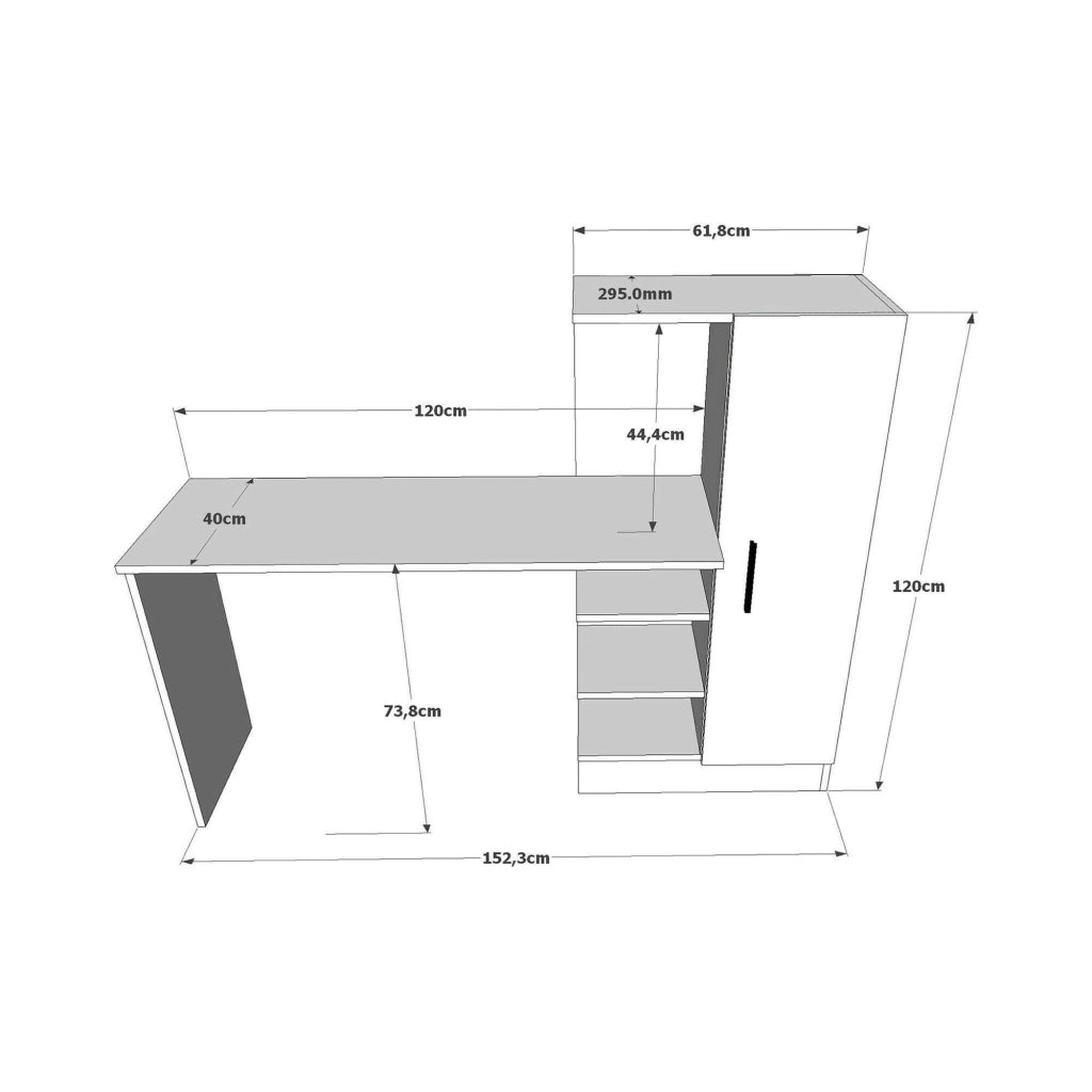 Scrivania Angaga, Scrittoio multiuso, Tavolo per ufficio porta PC, Piano di lavoro, 152x40h120 cm, Quercia e Bianco