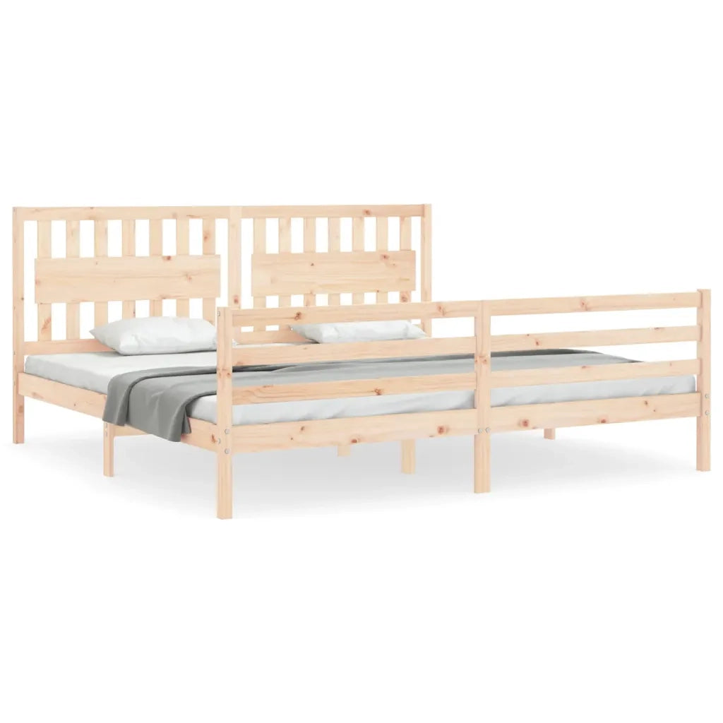 Giroletto con Testiera-Struttura Letto con testiera 200x200 cm in Legno Massello 394934