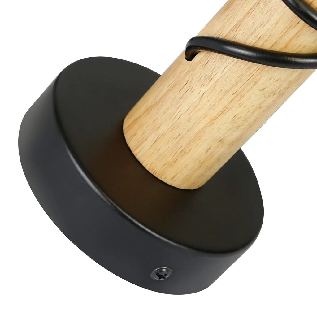 ZMH Applique da parete industriale retrò in legno nero e metallo E27 per ufficio