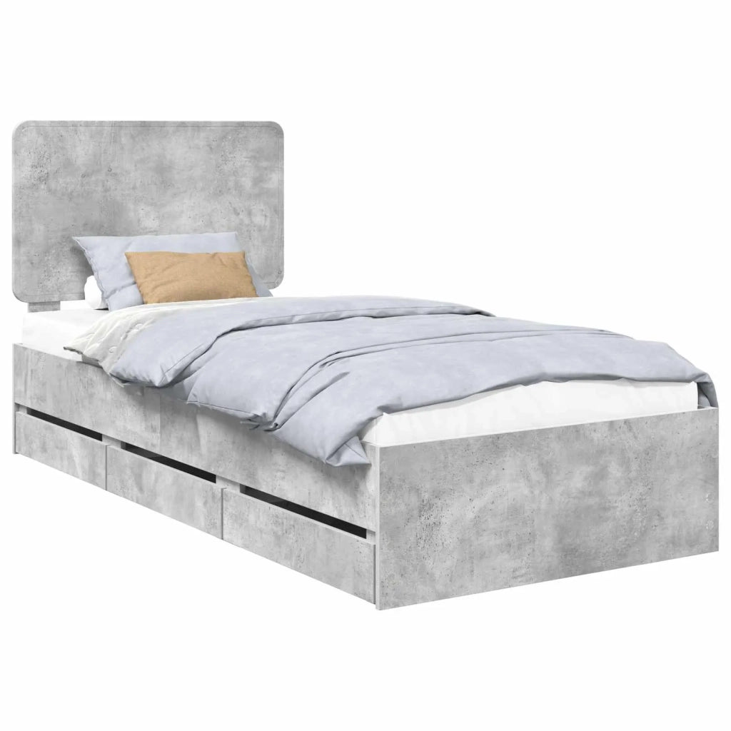 Struttura del letto con cassetto Grigio cemento 100 x 200 cm 3412626