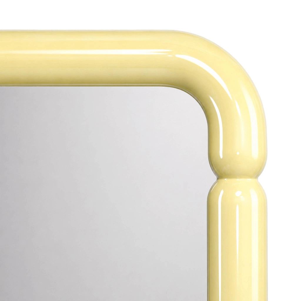 Specchio rettangolare decorativo in legno, 106cm, giallo pastello