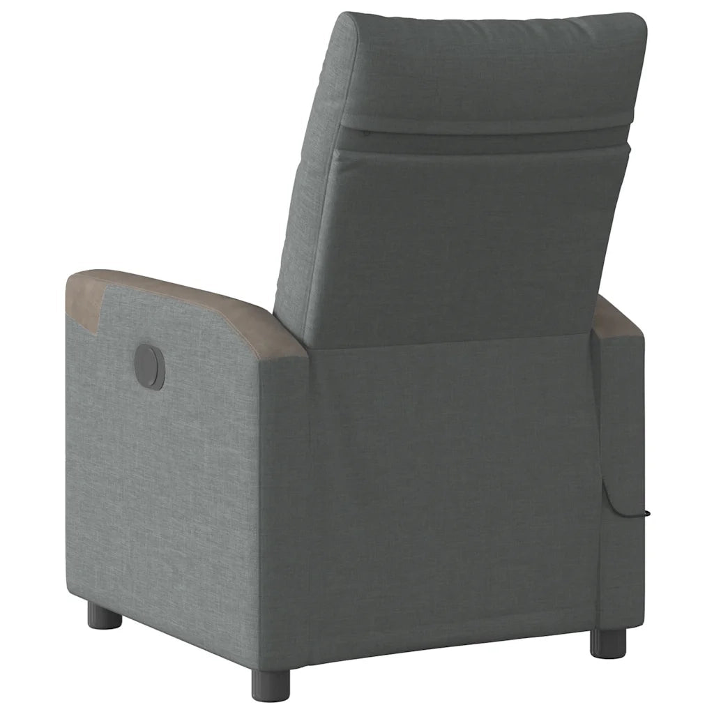 Divano Sedia-Poltrona Reclinabile Massaggio Elettrica Grigio Scuro Tessuto 459816
