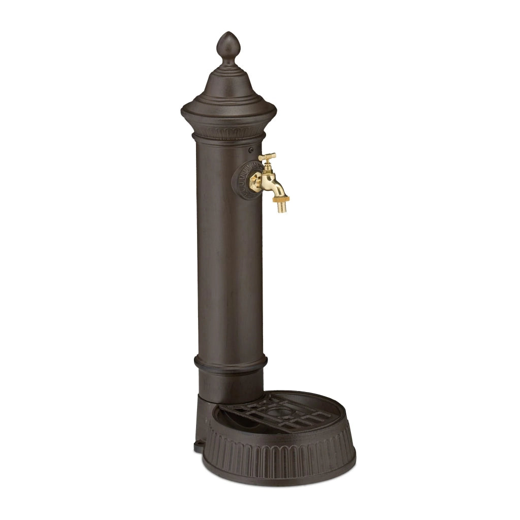Fontana da esterno dal design nostalgico da giardino con rubinetto 70 x 30 x 30 cm in metallo marrone scuro 13_0015666