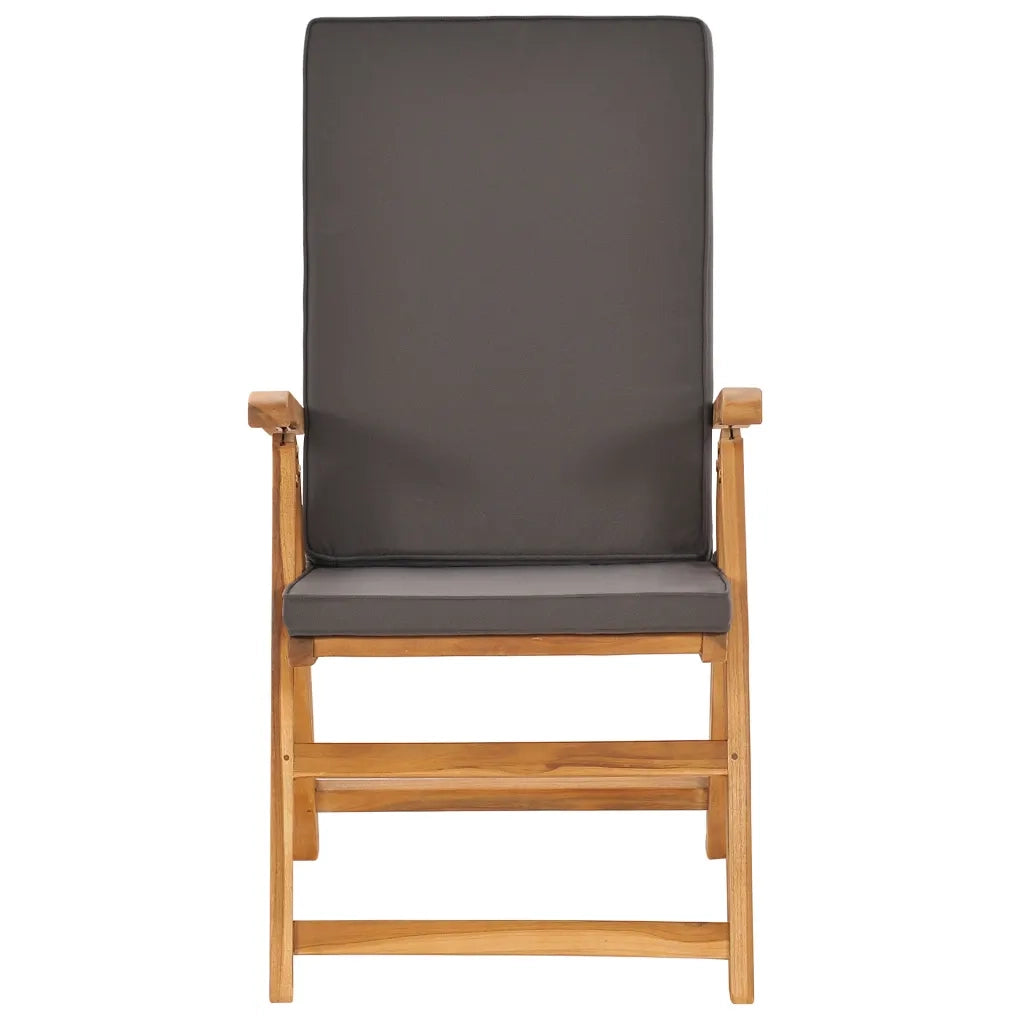 Set da Pranzo da Giardino 9 pz con Cuscini Legno di Teak Grigio 3059556
