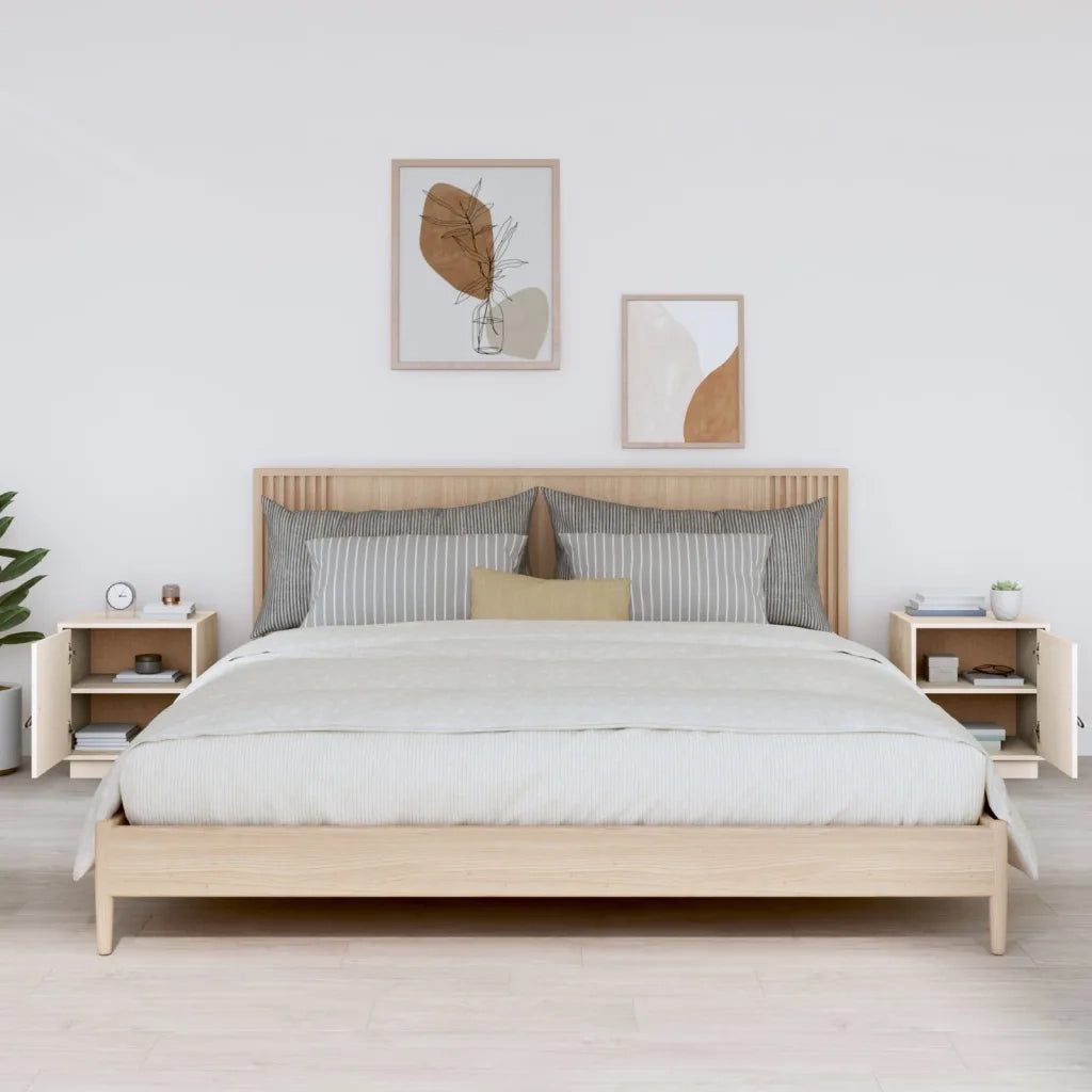Comodini Bianco 2 pz 40x34x45 cm in Legno Massello di Pino cod mxl 30649
