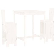 Set Bar da Giardino 3 pz | Set Salotto da Giardino Bianco in Legno Massello di Pino