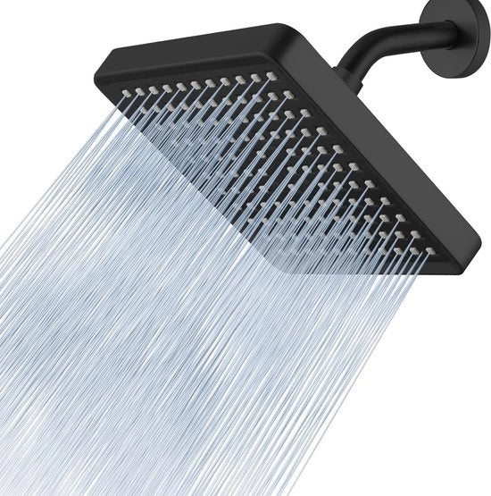 Regendouchekop ad alta pressione – Stile lussuoso e moderno – Capocchia regolabile e sostituibile per la doccia – Doccia a alta pressione quadrata da 15,2 cm (6 pollici) (nero matt)