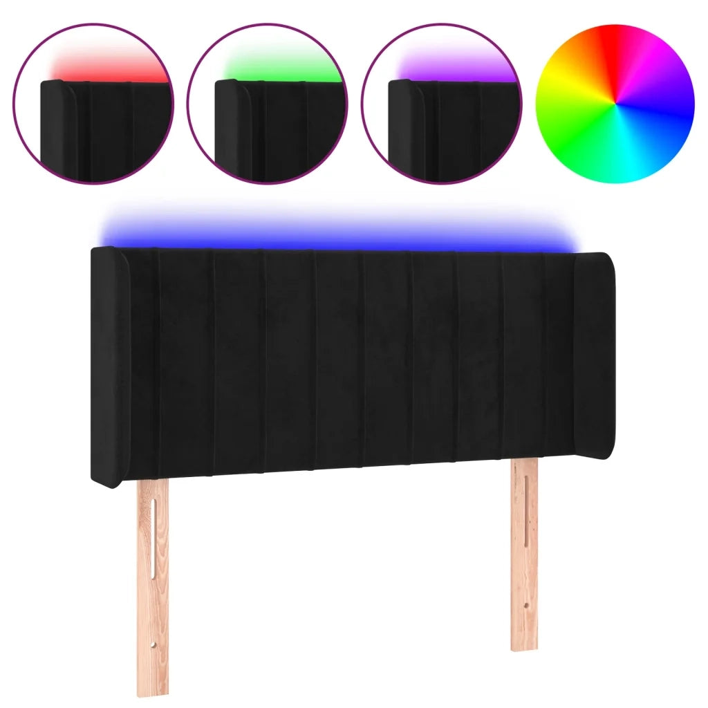 Testiera a LED Nera 93x16x78/88 cm in Velluto 3123512
