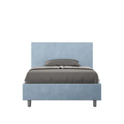 Letto imbottito 1 piazza e mezza 120x190 cm Adele - Contenitore,Microfibra,Azzurro