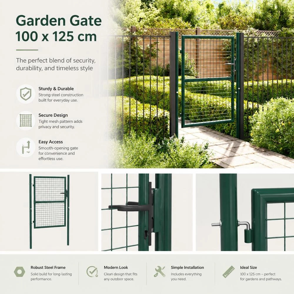Steel Fence Gate 100x125 Cm Green