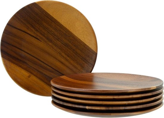 Collezione Naturale set da tavola da 6 pezzi in legno di acacia - diametro 26 cm - per 6 persone - produzione di alta qualità - set da tavola personalizzabile per 6 persone