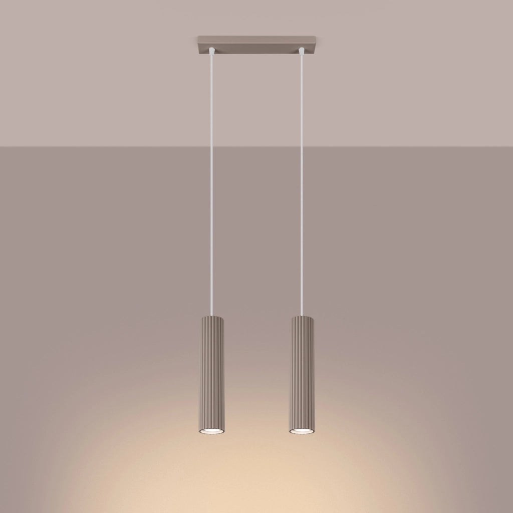 Lampada a sospensione barra 2 tubi taupe GU10 Pure Lume