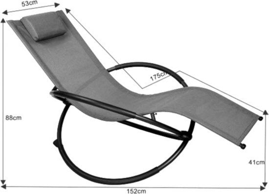 Sedia Oscillante per Esterno - Resistente ai Cambiamenti di Clima & Comoda - Grigio - 152x53 cm