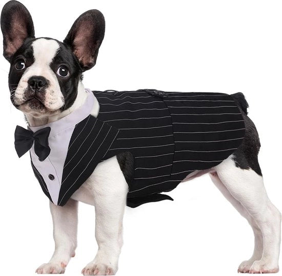 Set di Smoking e Bandana per Cani, Abbigliamento per Cani con Cappuccio e Fascia Removibile, Camicia per Puppi per Matrimonio Halloween Festa di Compleanno, S-XXL