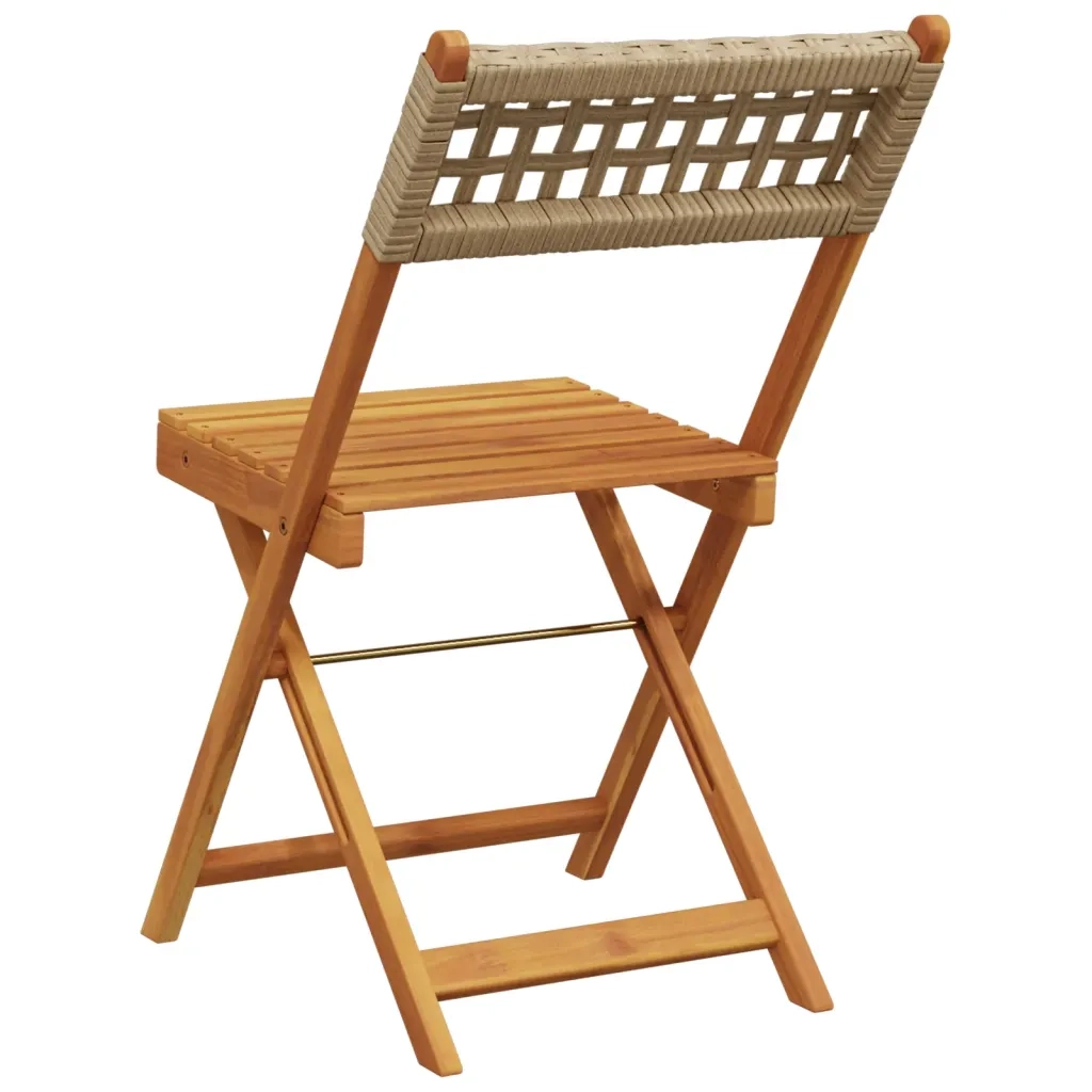 Sedie Giardino Pieghevoli 8pz Beige Polyrattan e Legno Massello 3214600
