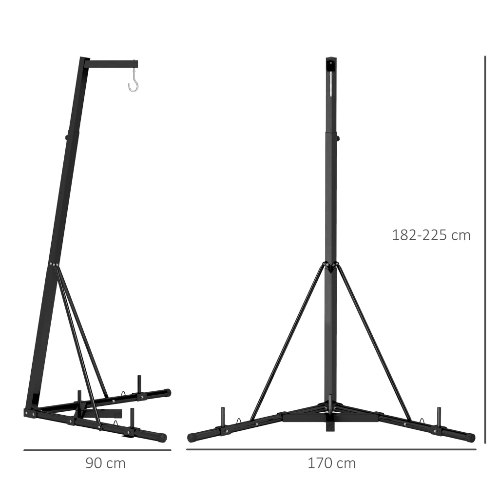Supporto Sacco da Boxe Autoportante 170x90x182-225 cm in Acciaio Nero