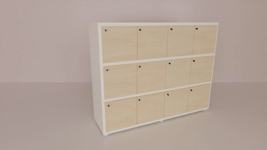 Casellario per ufficio con 12 vani in melaminico cm. 203,5x55x156,4h