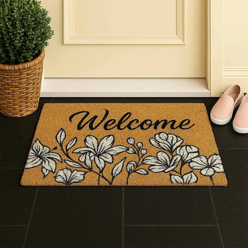 Zerbino classico rettangolare in cocco fiori cm 40 x cm 60