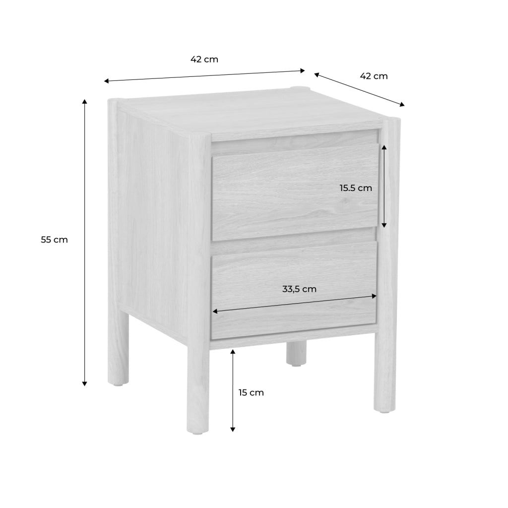Set 2 comodini decoro legno 2 cassetti , marrone naturale