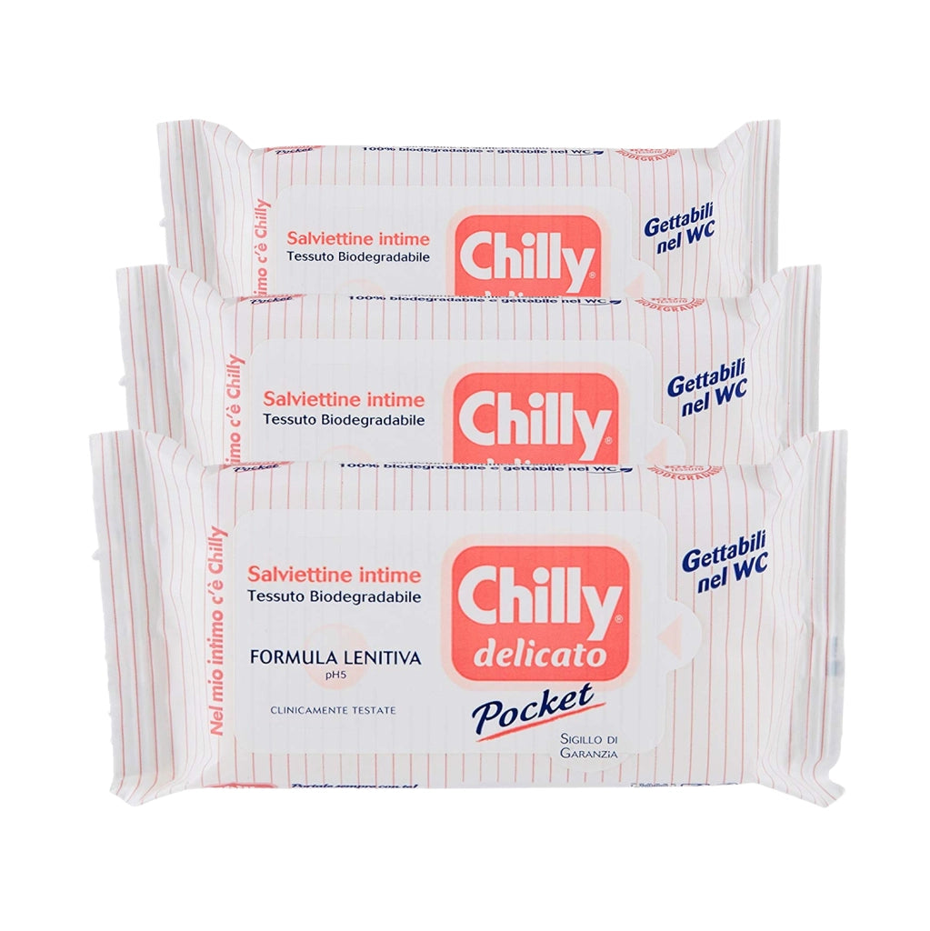 SET 3 CONFEZIONI DI CHILLY SALVIETTE INTIME 12 PZ DELICATE