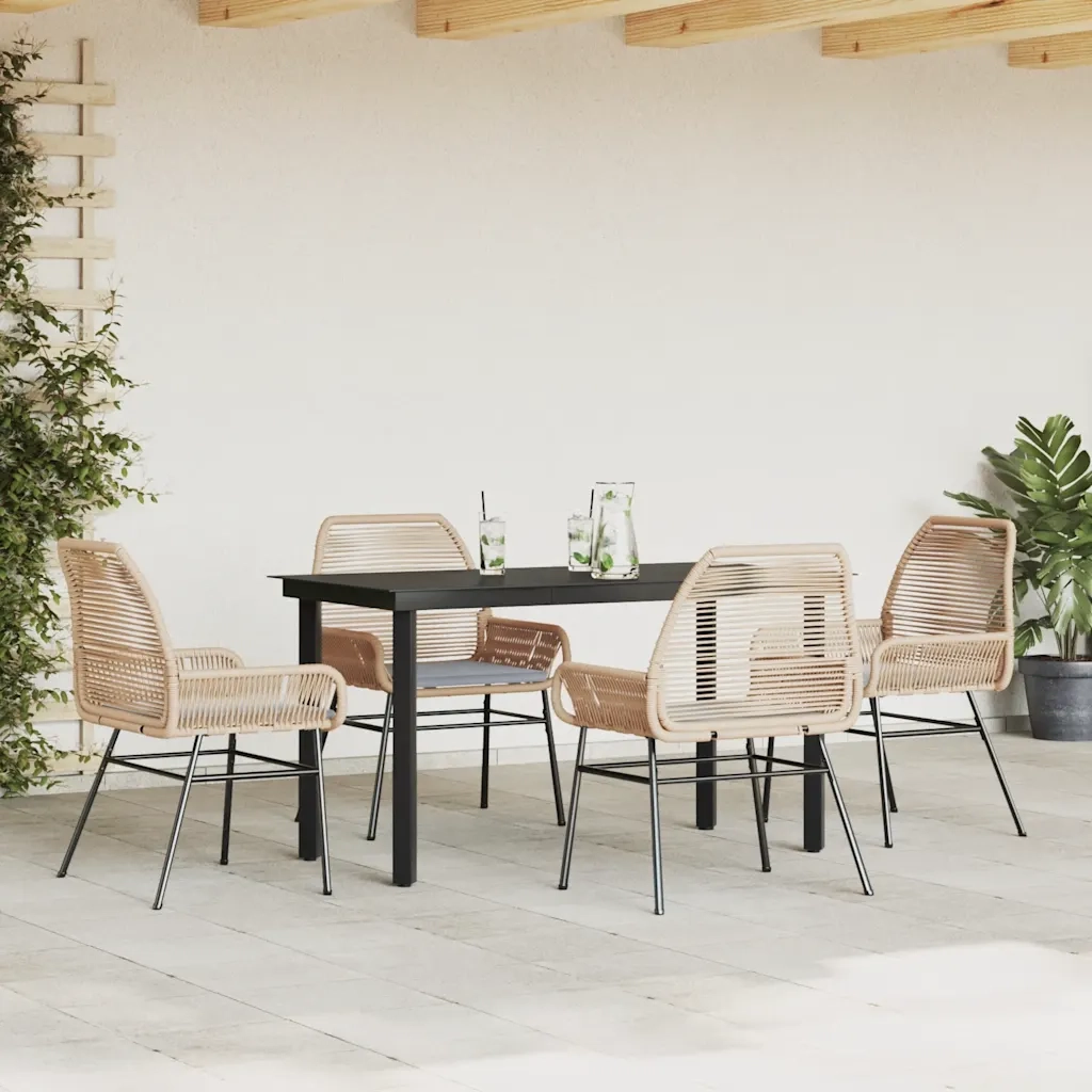 Set da Pranzo da Giardino 5pz con Cuscini Polyrattan Vetro 3334571