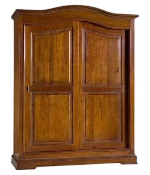 Armadio 2 porte scorrevoli arte povera in legno tinta noce 180x66x227 - Mobili 2G