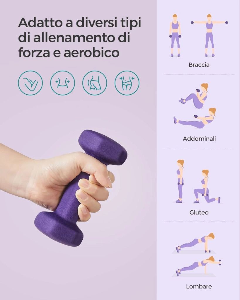 Set di 2 manubri esagonali con rivestimento in neoprene per allenamento di forza, fitness, allenamento a casa