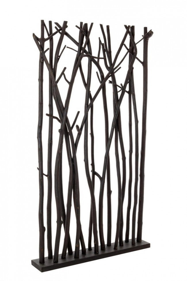 Paravento in Legno Mungur Naturale con Rami Decorativi - INGRID